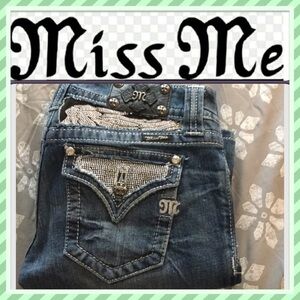Miss Me Women's Embellished Blue Boot Cut Jeans